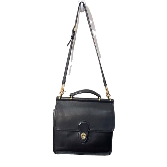 Vintage Coach Black Leather Willis Crossbody/Satchel Bag 9927 - Picture 2 of 12